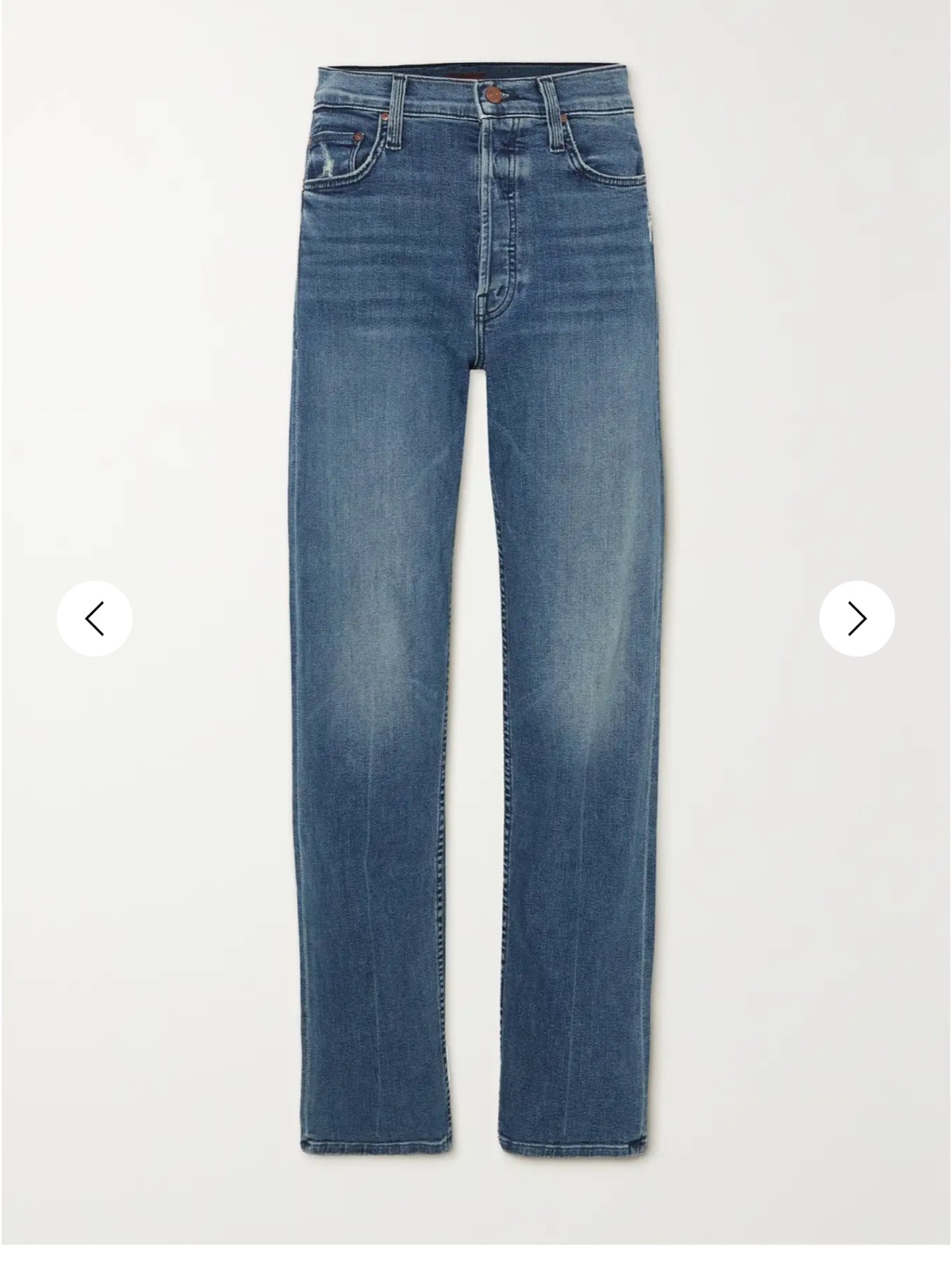 Mother Tomcat Hover 30” Inseam Straight-Leg Blue Jeans